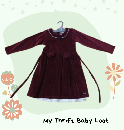 Like New 612 League maroon velvet party dress (6-8 years)